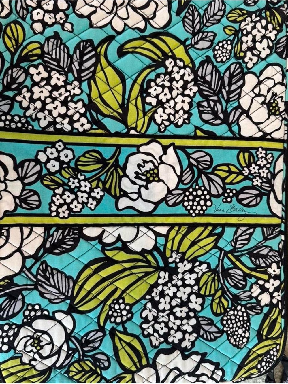 Vera Bradley Aqua and Lime Quilted Floral Laptop Case